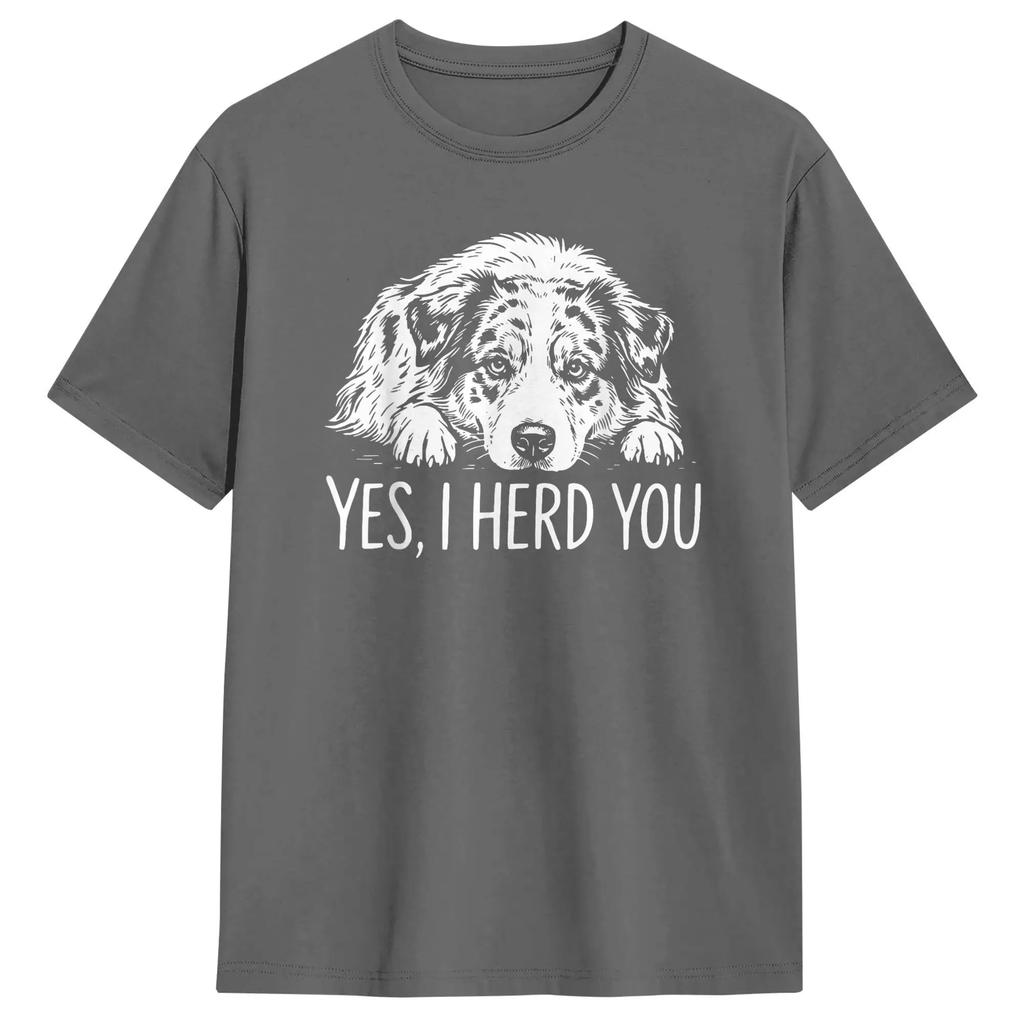 Men T-Shirt Yes I Heard You Line Art Australian Shepherd Dog Lover  Tee Shirt Short Sleeve  T Shirt Round Collar Clothes