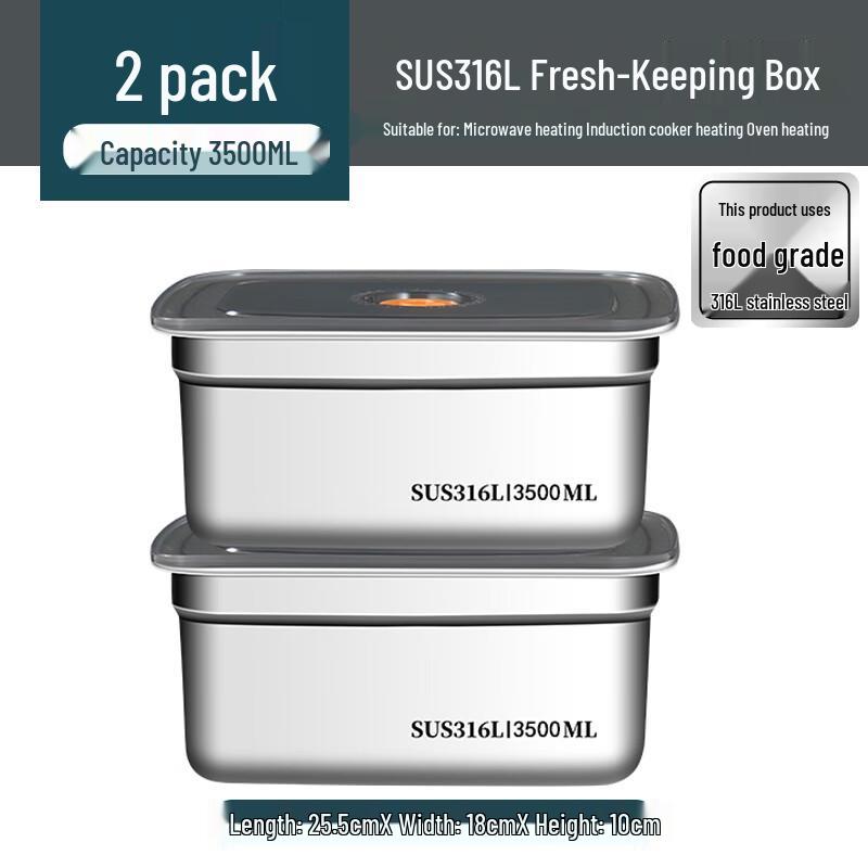 316 Stainless Steel Square Food Storage Container with Lid