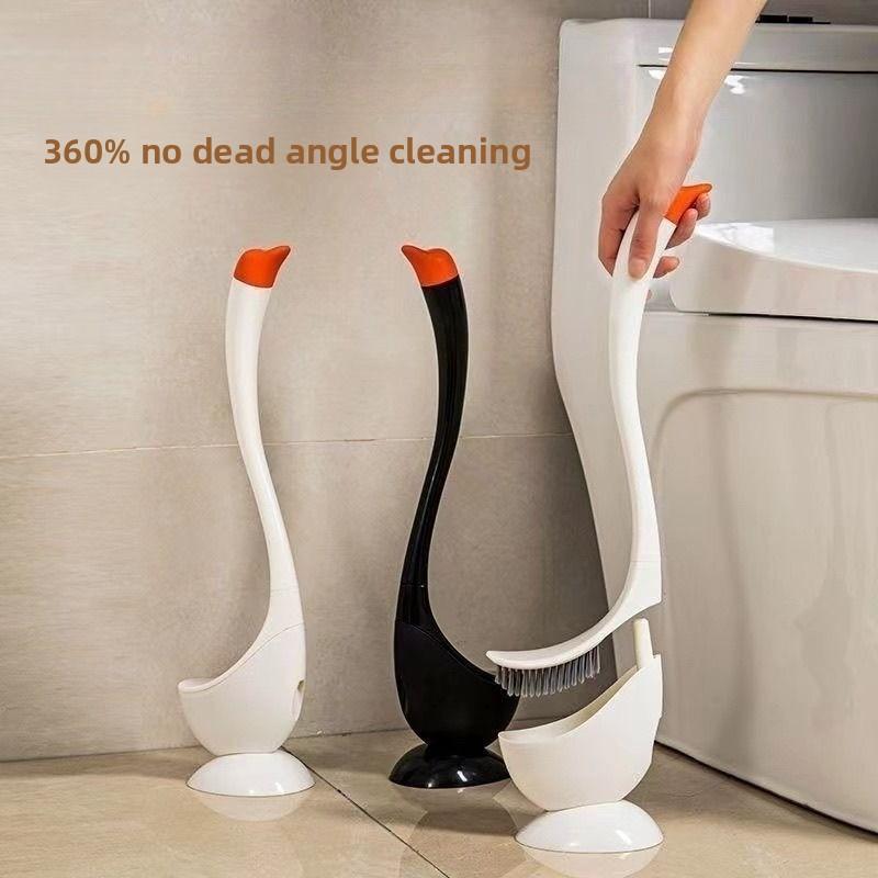 Swan toilet brush, household no dead ends bathroom creative cleaning toilet set, long handle silicone