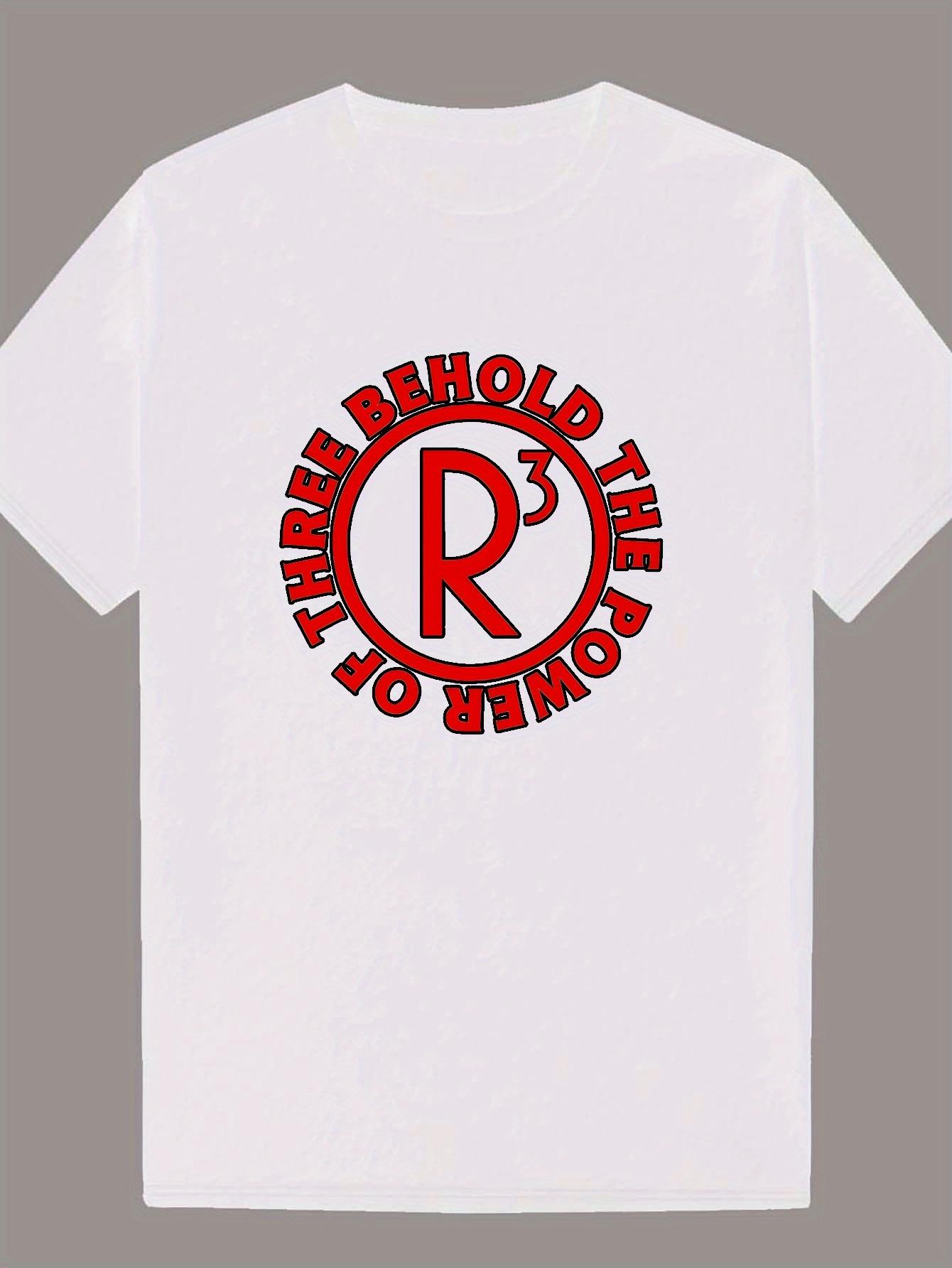 

Crew Neck Polyester T-shirt with Bold R Lettering and THREE BEHOLD THE R Design - Regular Fit XL