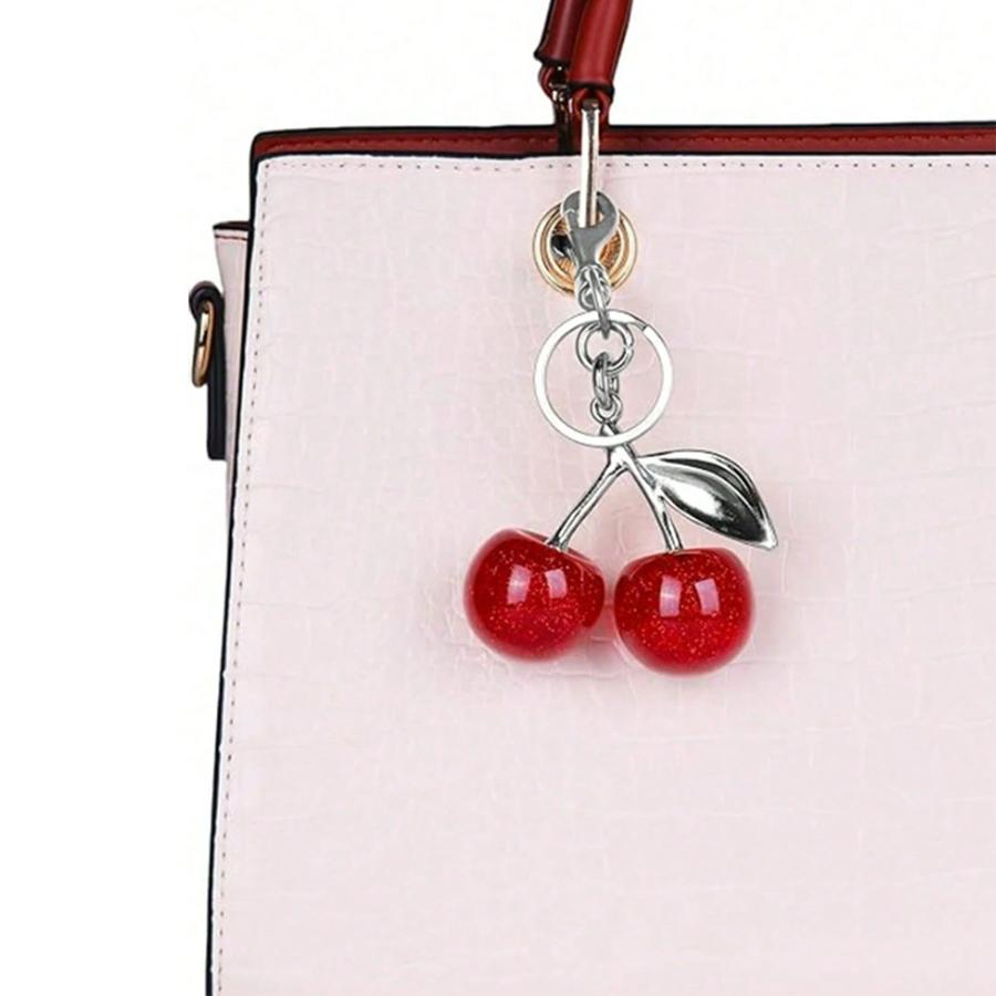 Cherry Bag Pendant Women's Bag Accessory Car Key Pendant Elegant Couple Gift Cherry Bag Charm