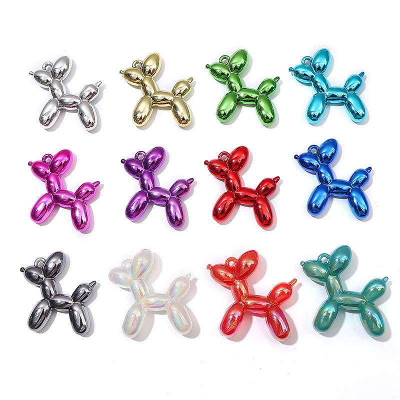1/2pcs Acrylic Electroplated UV Balloon Dog Pendant Charms for DIY Jewelry Earring Bracelet Making