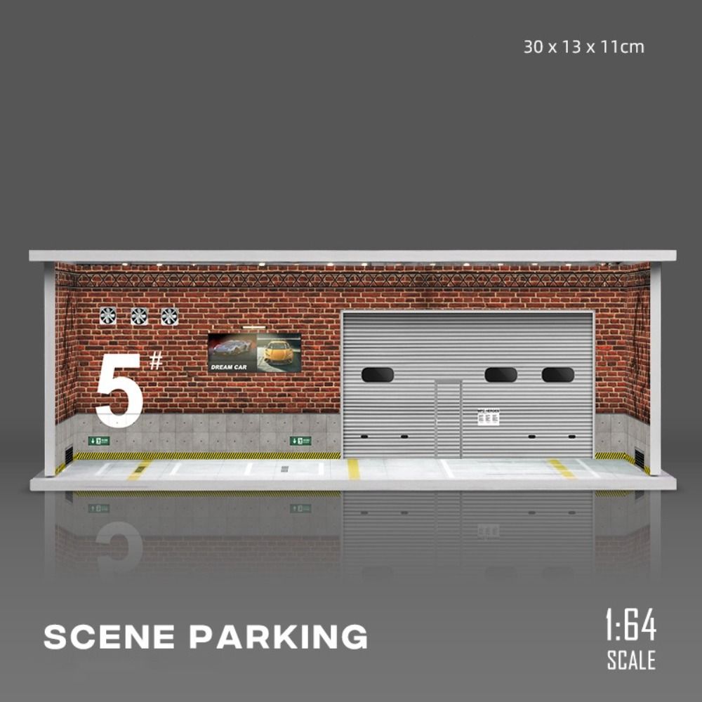 With Lights Parking Lot Model 1/64 Scale Car Model Display Box Garage Scene Model  Zinc Zinc Alloy Car