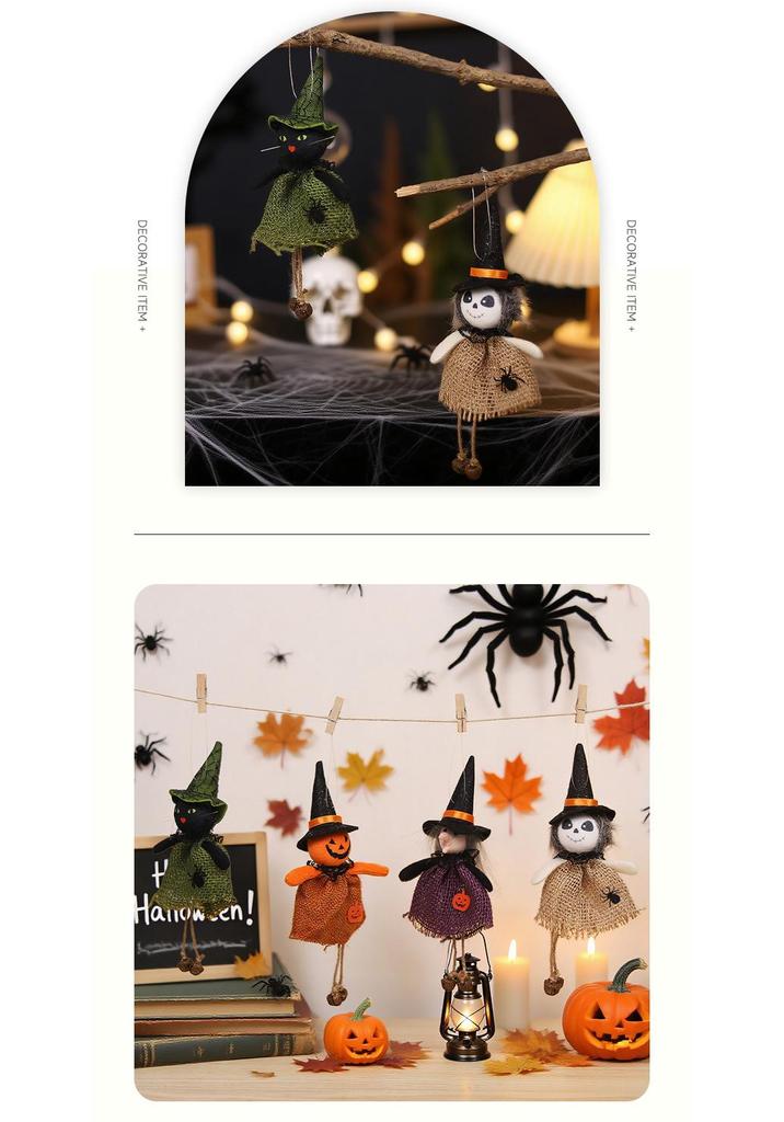 Cartoon Burlap Elf Pumpkin Doll Pendant for Halloween Decorations and Scene Dressing