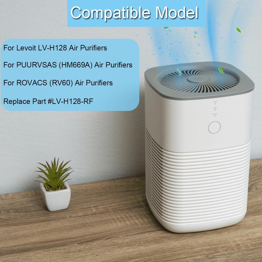 EATBALE Air Purifier Filter Replacement for Levoit for PUURVSAS for ROVACS Air HEPA Activated Carbon Replace Part LV-H128 (HM669A) (RV60) Purifier,