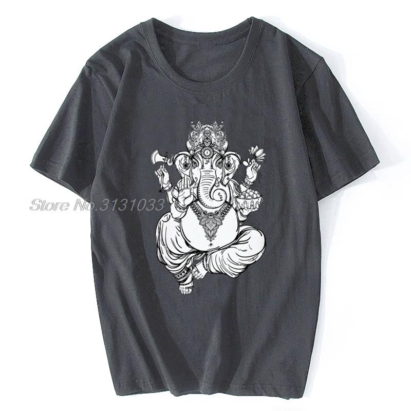 Ganesha Tshirt Elephant God T Shirt Unisex Black White Tshirt Simple Casual Birthday Gift Cotton Tops Tee Harajuku Streetwear