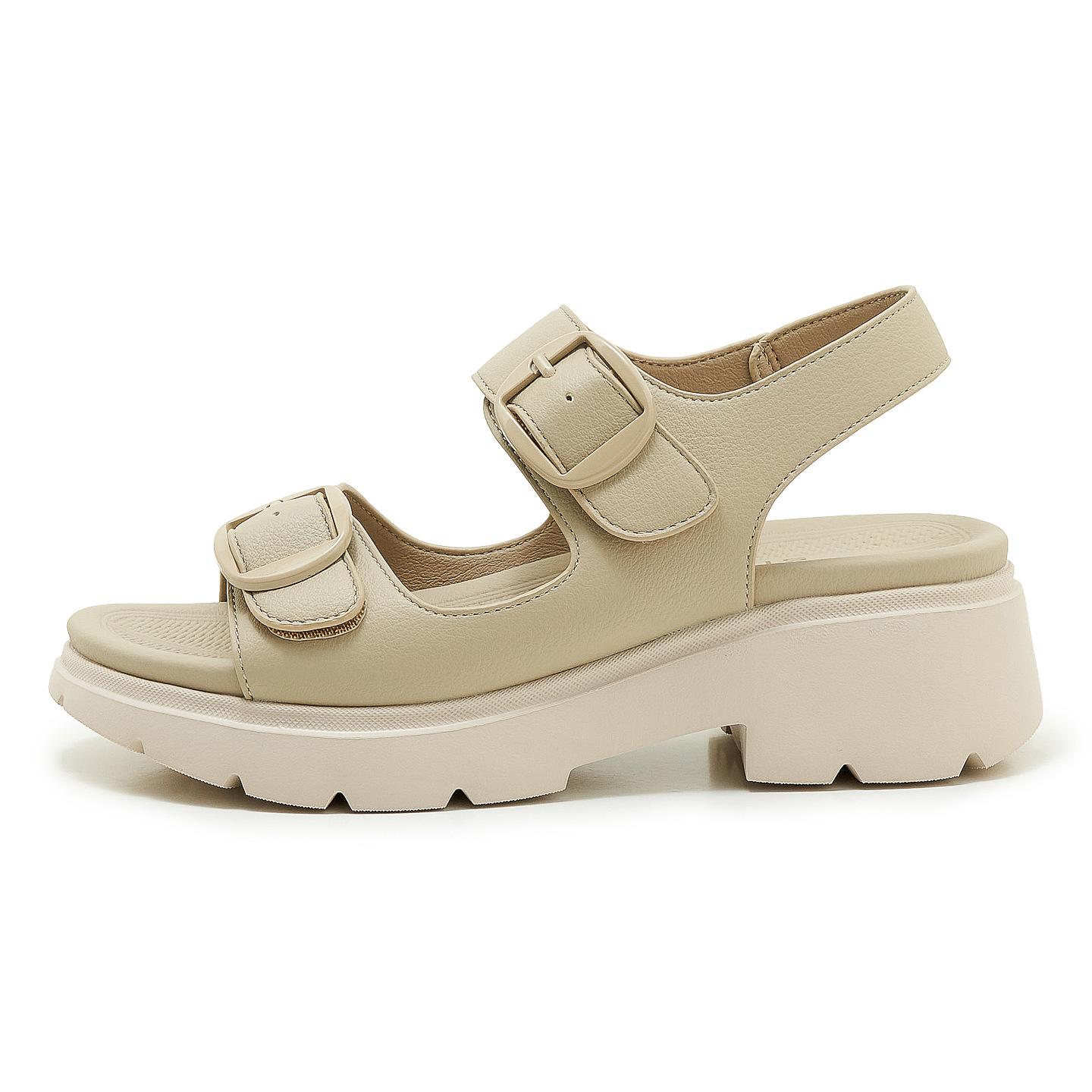 

Summer Fashion 2026 Women Round Toe Buckle Strap Plus Size Shoes for Women 35-41 Platform Wedge Sandals Non-slip Beach Shoes 41 абрикосовий