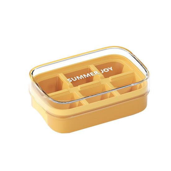 

Ice Cube Mold with Sealed Lid 6 Cavity Push-Type Design No Spill Stackable Ice Tray for Pure Odor-Free Easy-Release Reusable жовтий