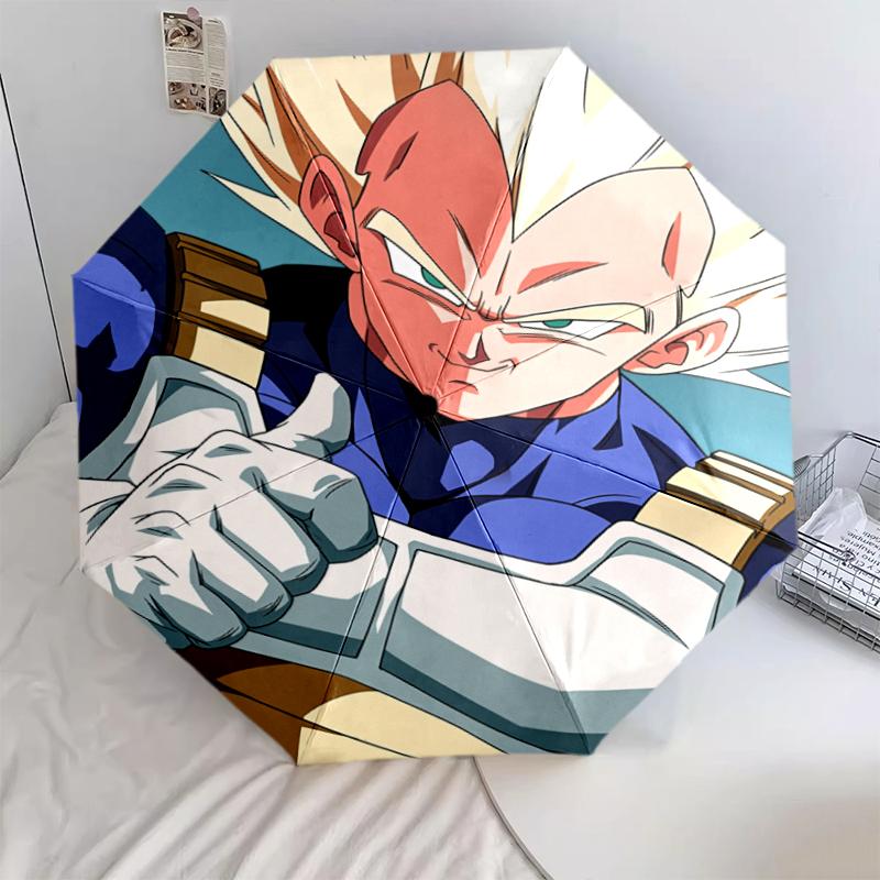 Vegeta Dragon Ball pattern, automatic folding umbrella, portable and foldable design, 8 ribs, a Christmas or birthday gift.