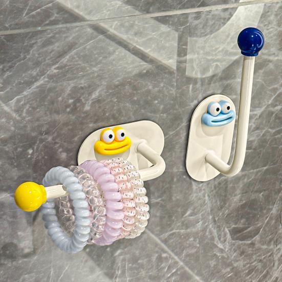 Adhesive Wall Hooks Hair Accessories Organizer Rounded Edge Cartoon Adhesive Hook for Bathroom Kitchen