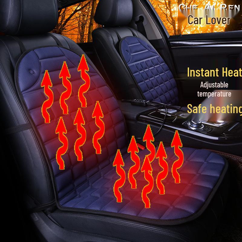 Plaid Heated Car Seat Cushion for All Seasons - Single Seat Interior Accessory.