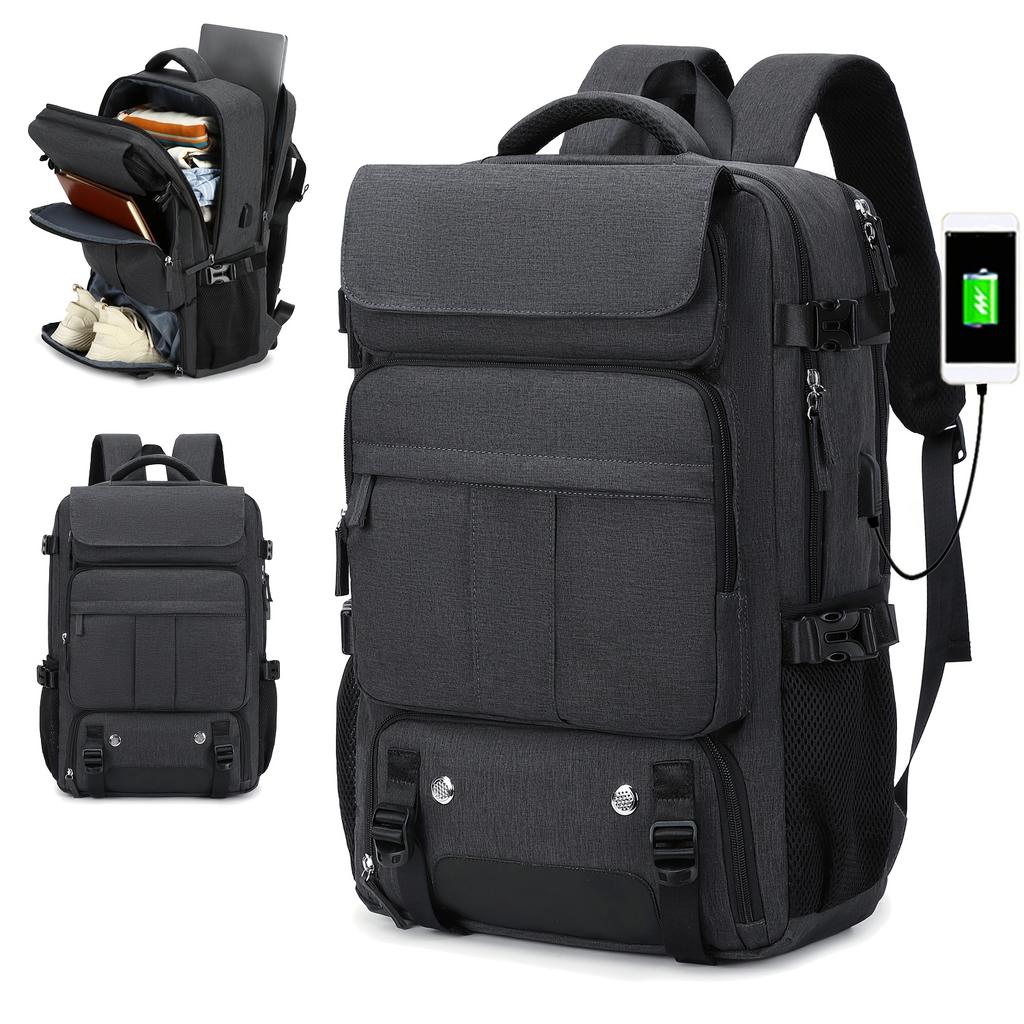 Large Capacity Travel Laptop Backpack for Women, with USB Charging Port and Shoe Compartment, University Backpack, Airline Approved Business Work Bag