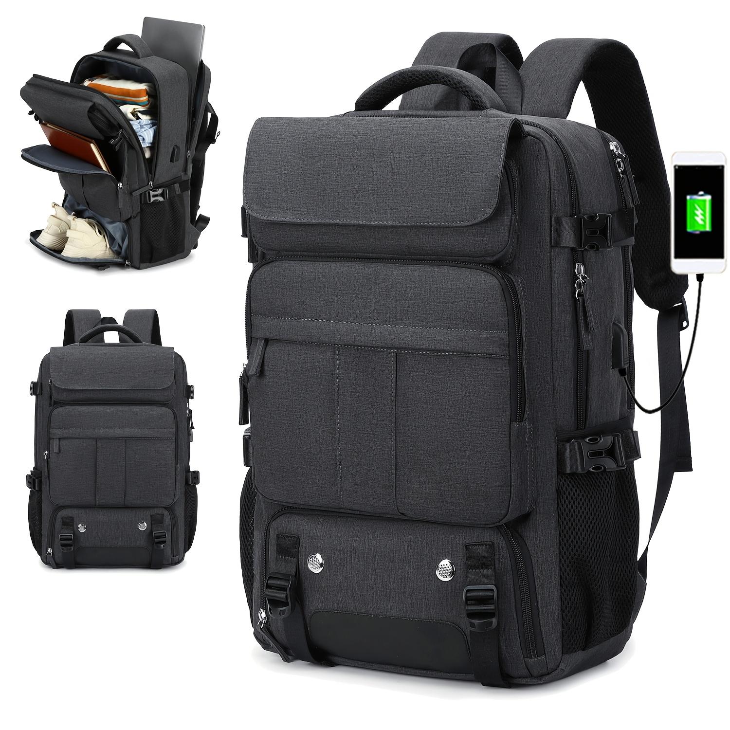 

Дорожный рюкзак для ноутбука большой вместимости для женщин, с портом для зарядки USB и отделением для обуви, университетский рюкзак, одобрен для авиаперелетов, деловая сумка для работы темно-серого