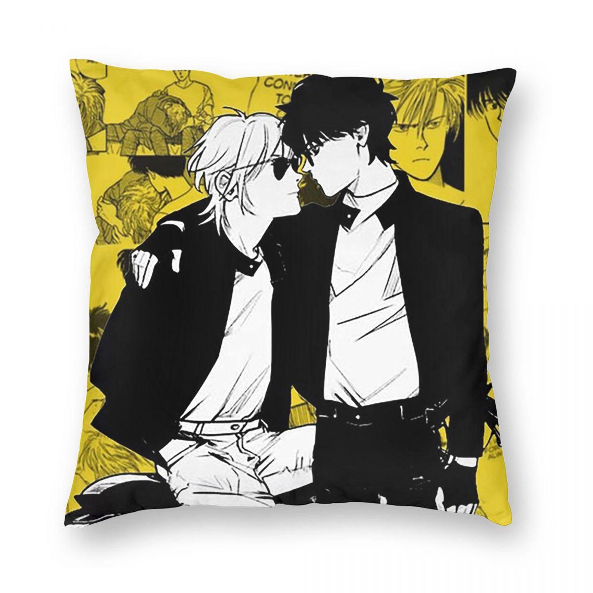 Аниме Банановая рыба Манга Квадратная наволочка Чехол на подушку Декор Подушка для дивана Уютный плед для дома Автомобиля 12x12Inch