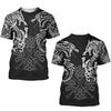Summer Round Neck 3D Viking Symbol Pattern Print Top Fashionable Casual Short Sleeved Men's T-shirts