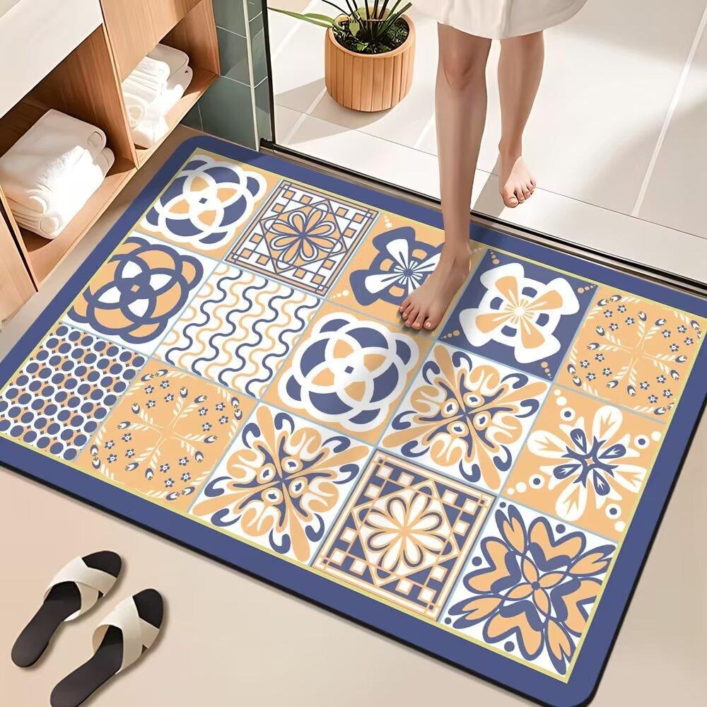 Colorful Brick Carpet Foot Mat Entryway Non-Slip Door Mat Diatomaceous Earth Water Absorbent Quick-Dry Floor Mat