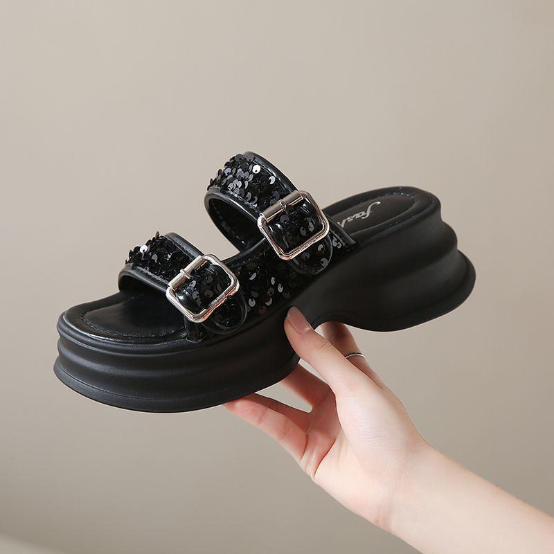 

Женские летние босоножки на платформе 2024: Нескользящие, на толстой подошве, увеличивающие рост, в римском стиле 35 чёрный