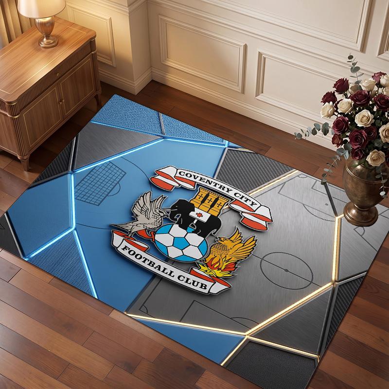 Tappeto in Velluto di Cristallo con Stampa del Coventry City Football, Comodo Assorbente d'Acqua Antiscivolo Tappeto per Pavimenti Interni