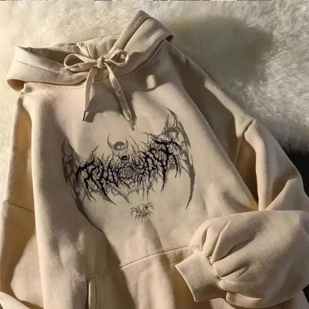 

Skull Pattern Printed Long Sleeved Men s Hooded Sweatshirt Gothic Top Black Punk Style Fashionable Cool Hooded Sweatshirt XXL