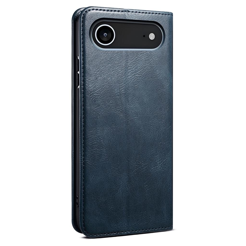 For iPhone 17 Air Case Crazy Horse Texture Waxy Leather Wallet Stand Phone Cover