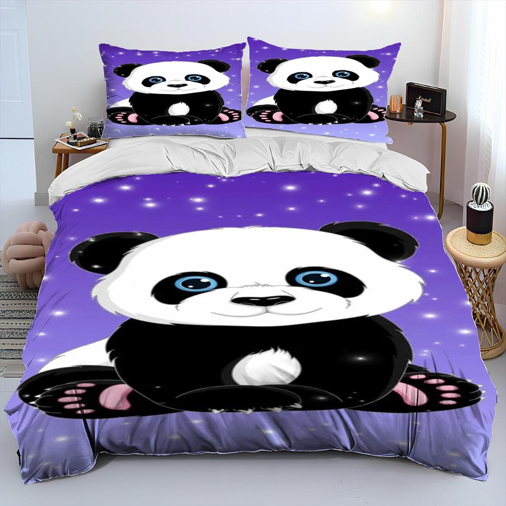 Panda Quilt Cover 2 Piece Set, Microfiber Quilt Cover Bedding Sets With Pillowcases For Kids Adult Comforter Cover Double