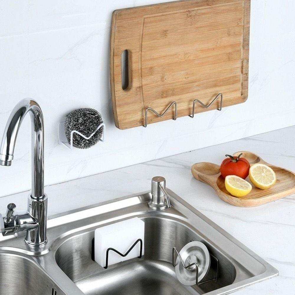 Stainless Steel Sponges Storage Holder Self Adhesive Cutting Board Storage Rack  Bathroom