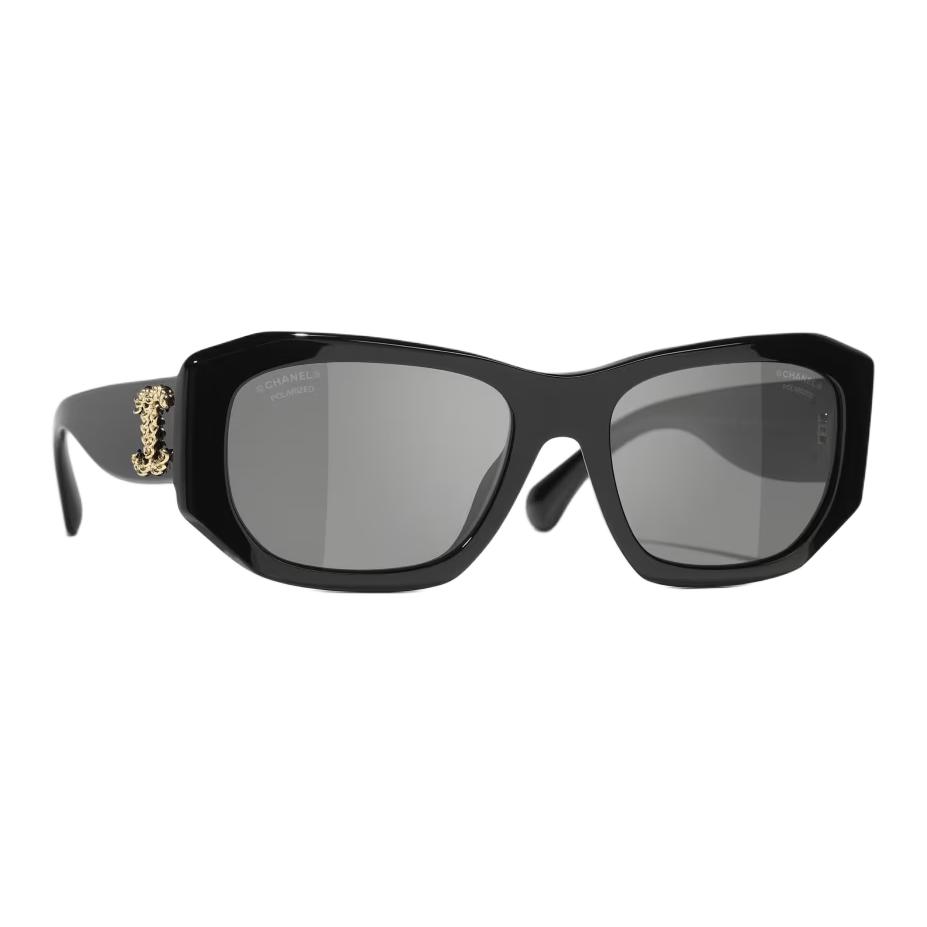 Chanel Logo Acetate Square Sunglasses Unisex sunglasses Black CH5554-C622/T8