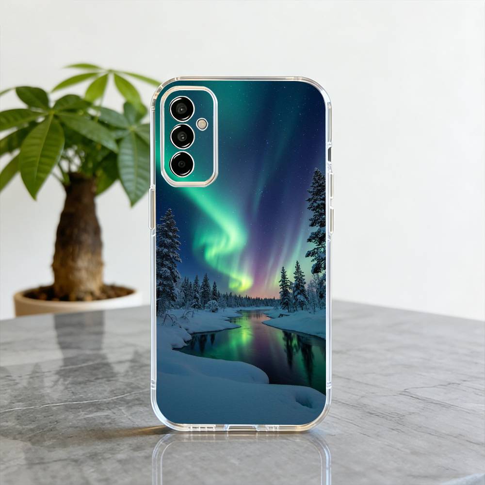 Northern Lights  Phone Case Transparent Silicone Soft For SamsungA10,12,20,21S,30,31,40,50,51,52,70,71