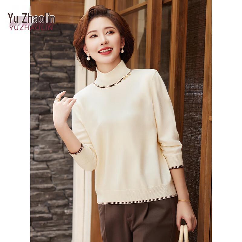 YUZHAOLIN Damen Strickoberteil mit halbem Stehkragen und Fleece-Futter