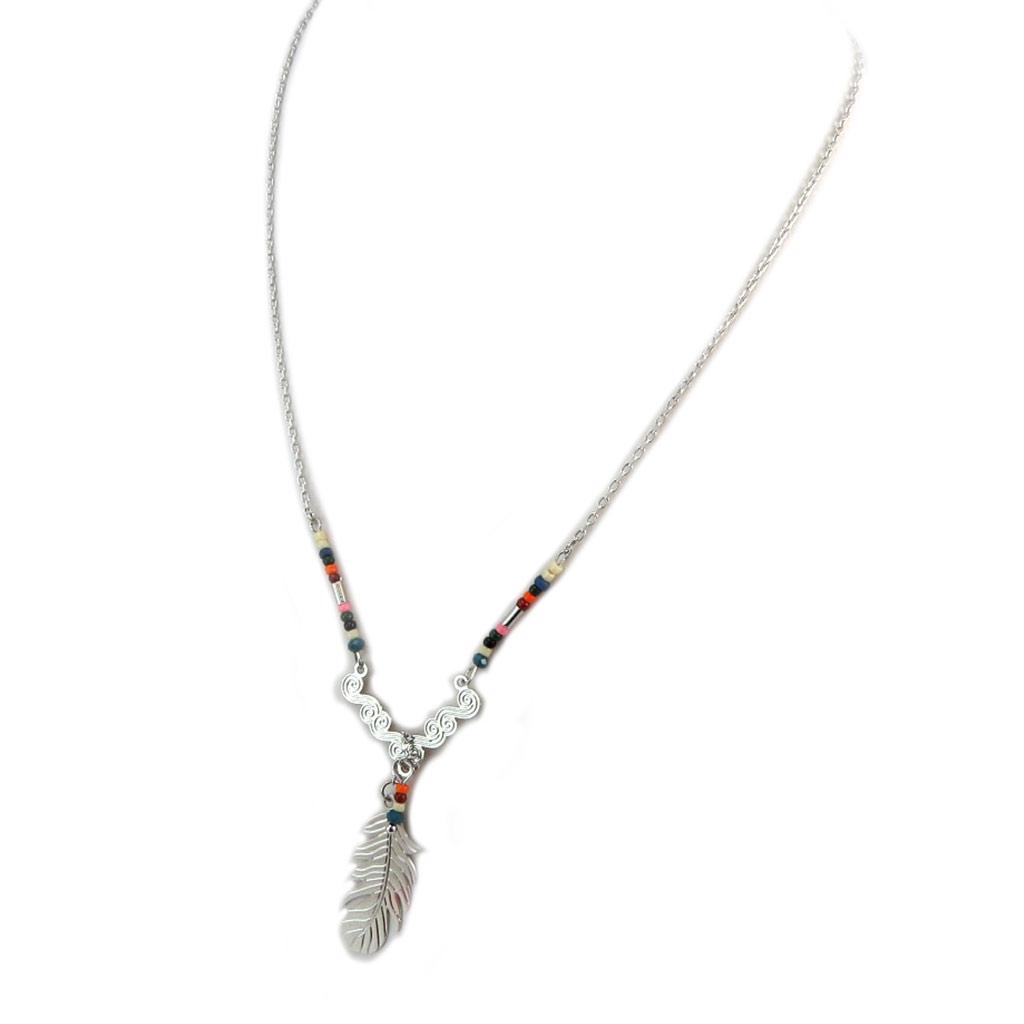 Les Trésors De Lily [P3372] - Multicolored Silver 'Navajos' Designer Necklace