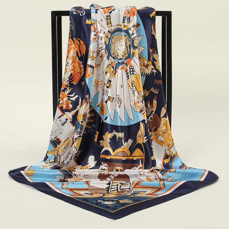 90*90Cm Women Square Silk Scarf Luxury Large Shawl Neckerchief Print Headband Female Foulard Bandana Wraps Hijab Scarves