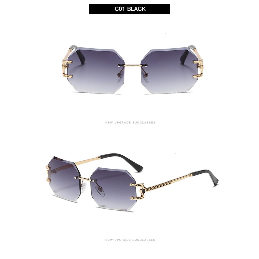 Unisex Metal Frameless Octagonal Sunglasses, Gradient Lenses With UV Protection For Daily And Outdoor Use