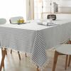 Japanese-Style Polyester-Cotton Simple Striped Plain Fringed Lace Yarn-Dyed Rectangular Tablecloth Coffee Table Dining Table Cloth