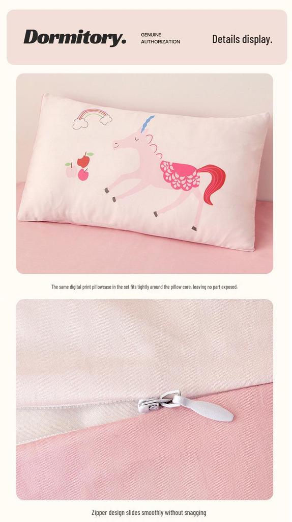 60S Pure Cotton Digital Print Kids' Autumn/Winter Bedding Set: First Day of School Duvet Cover