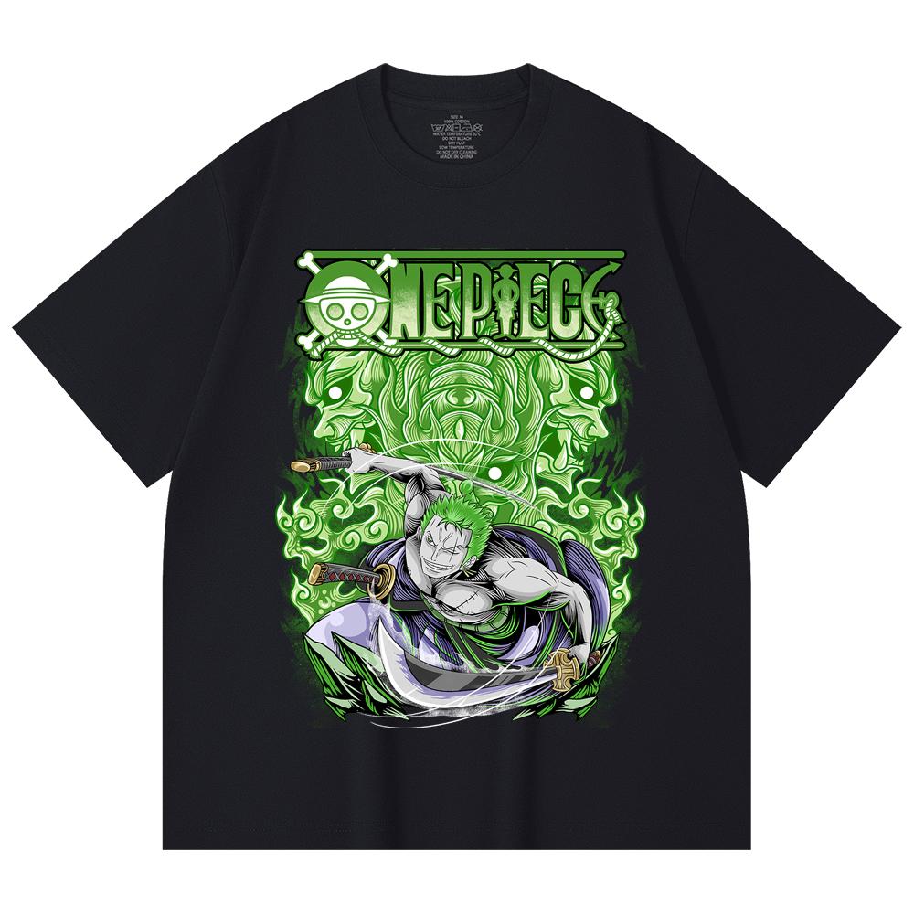 230 Gsm 100% Cotton One Piece V10 Zoro Print Unisex Heavy Cotton T Shirt