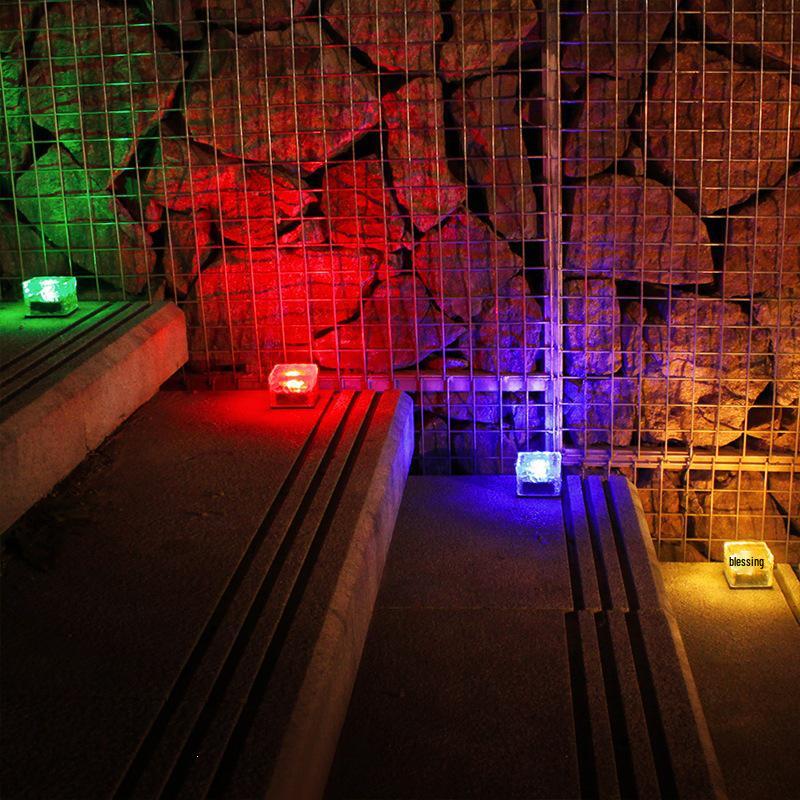 Waterproof Solar Ice Brick Garden Lights: Outdoor Glass Floor Tiles for Decks & Landscapes
