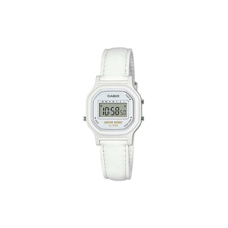 

Casio DIGITAL series-square, daily waterproof, quartz movement, leather strap, Japanese and Korean watch, female watch, white dial LA-11WL-7A белый