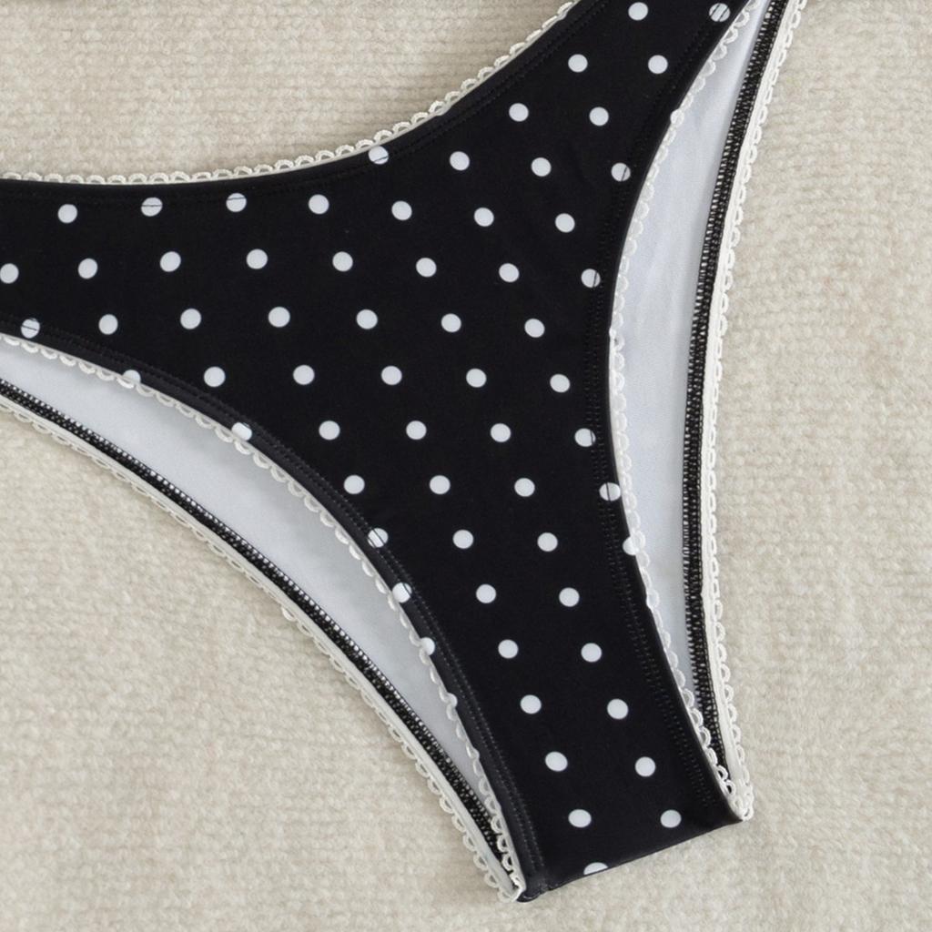 Women's Tankini Strap V-neck Polo-dot Low Waist Sexy Split Bikini Swimsuit