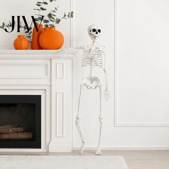 Poseable Halloween Prop 3ft Life Size Skeleton, Full Body Posable Plastic Skeleton Prop, Realistic Movable Joint Human Bones Model for Yard Patio Lawn