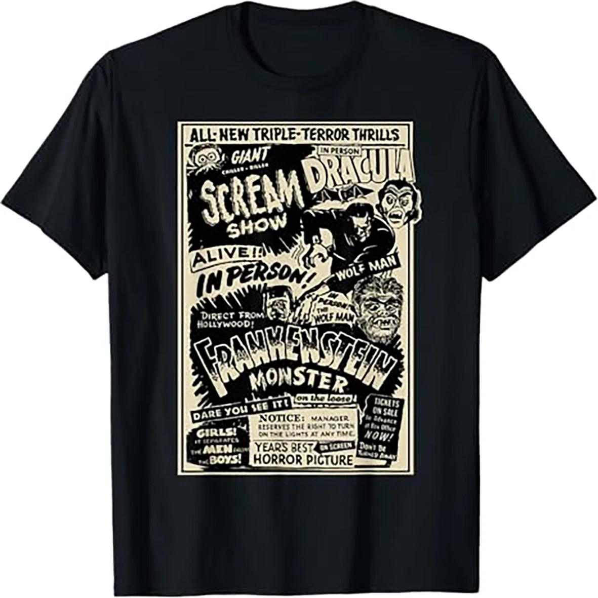 Horror Movie Monster Mummy Dracula Werewolf Frankenstein T-Shirt S