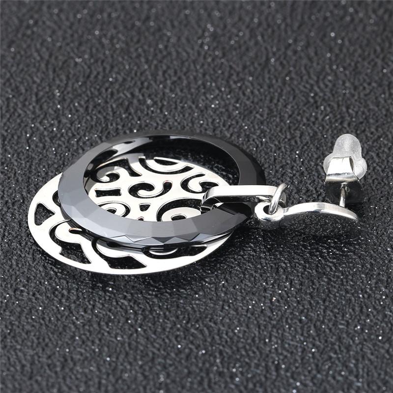 Fashion Jewelry Retro style Crystal from Austrian Black Ceramic earrings with Titanium steel hollow pattern Fit Women