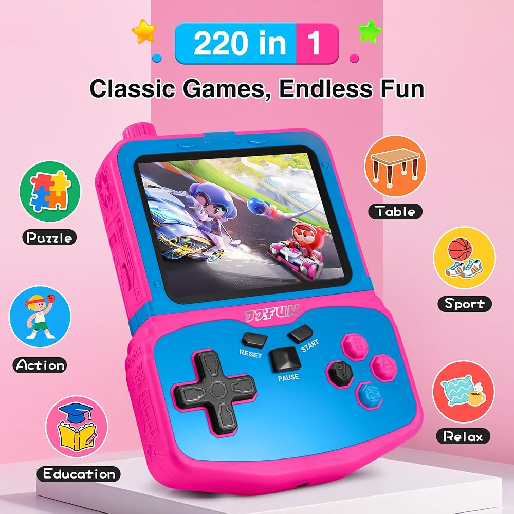 Portable Game Console for Kids, Retro, 220 Types, Built-in Portable Main Unit, Kids Toy, 3.5 inch...