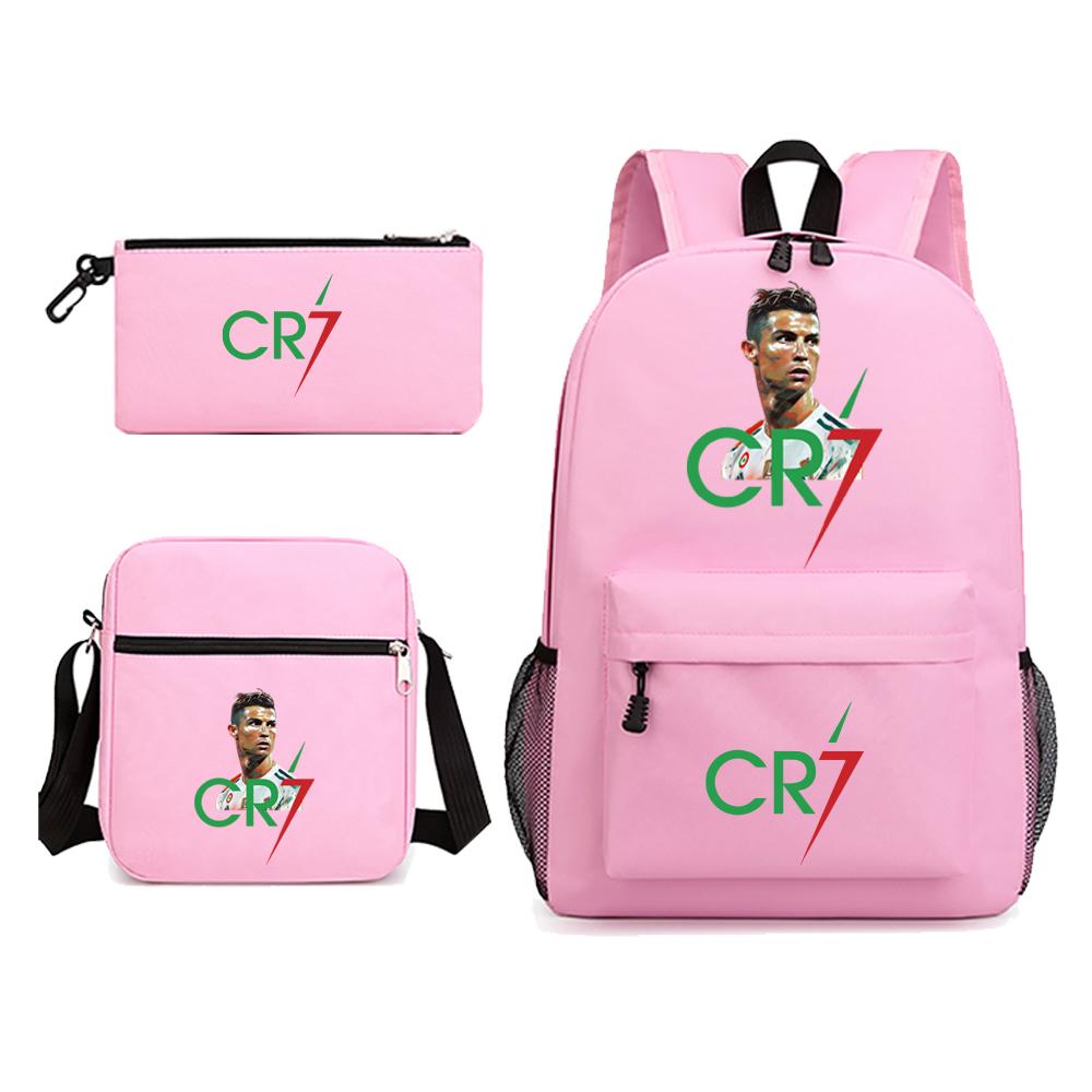 CR7 Backpack 3Pcs Travel Bag Canvas Backpack School Bag For Boys Girls Canvas Teens Laptop Zipper Students  Mochilas