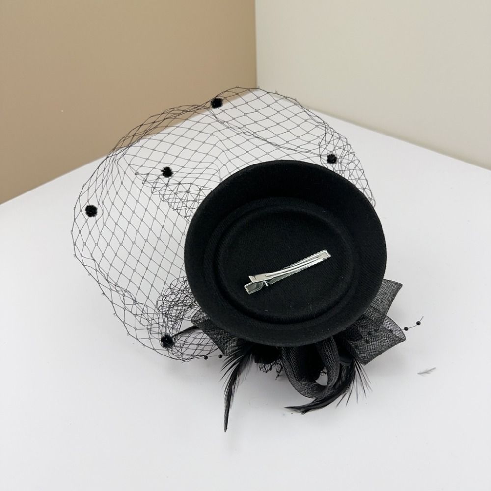 Headband Small Fedoras Headwear Mesh Dots Flower Veil Hair Clips  Bridal Headwear