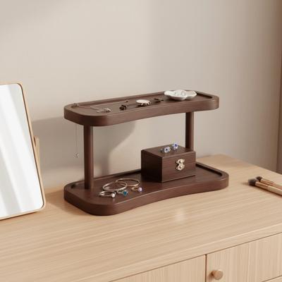 Wooden Desktop Storage Rack Minimalist Strong Load-bearing Cup Storage Rack Vintage Smooth Edge Display Rack Dressing Table