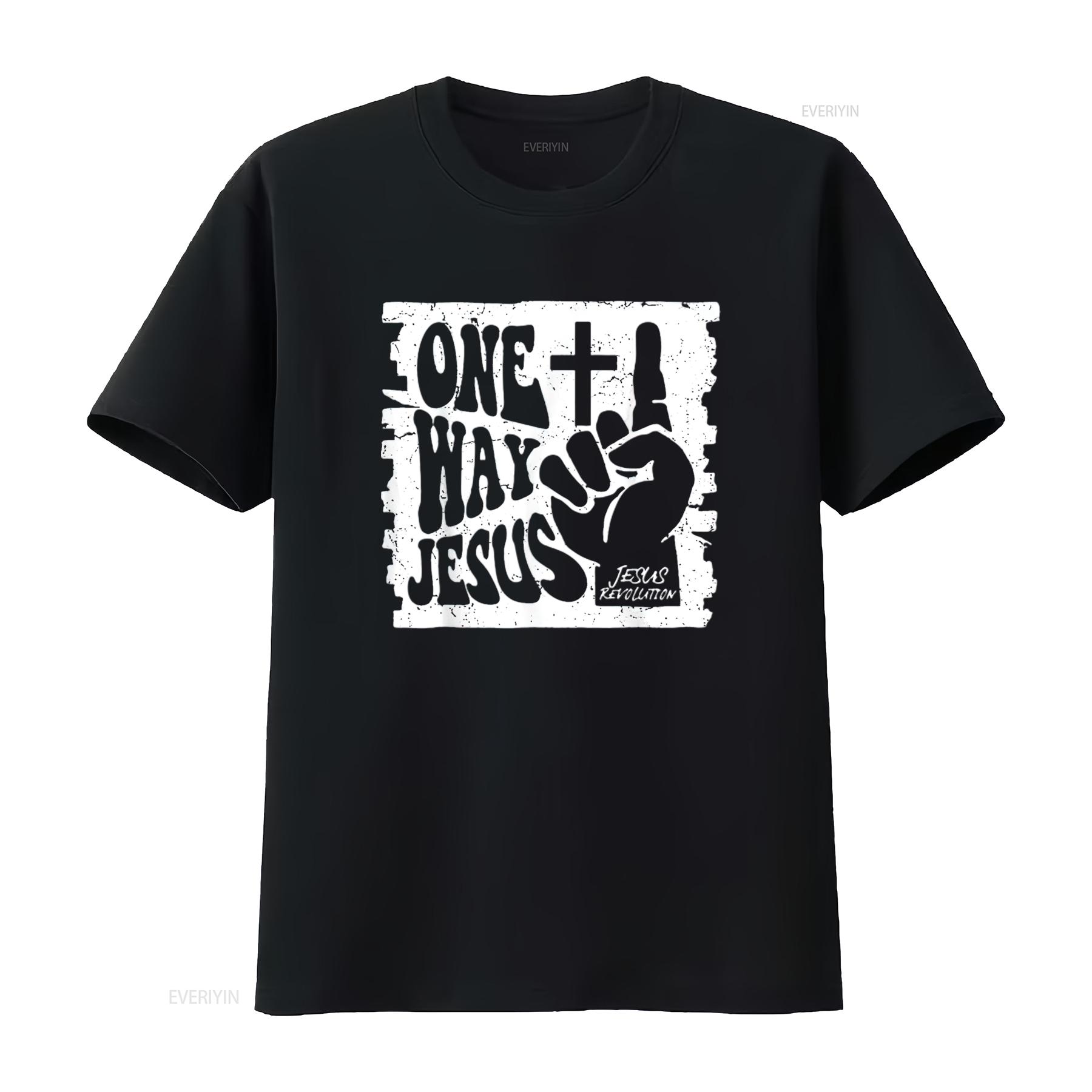 

Mens Vintage One Way Jesus T Shirt Black X Large vintage Washed streetwear Comfortable designer clothes Soft Unisex fashion 4XL