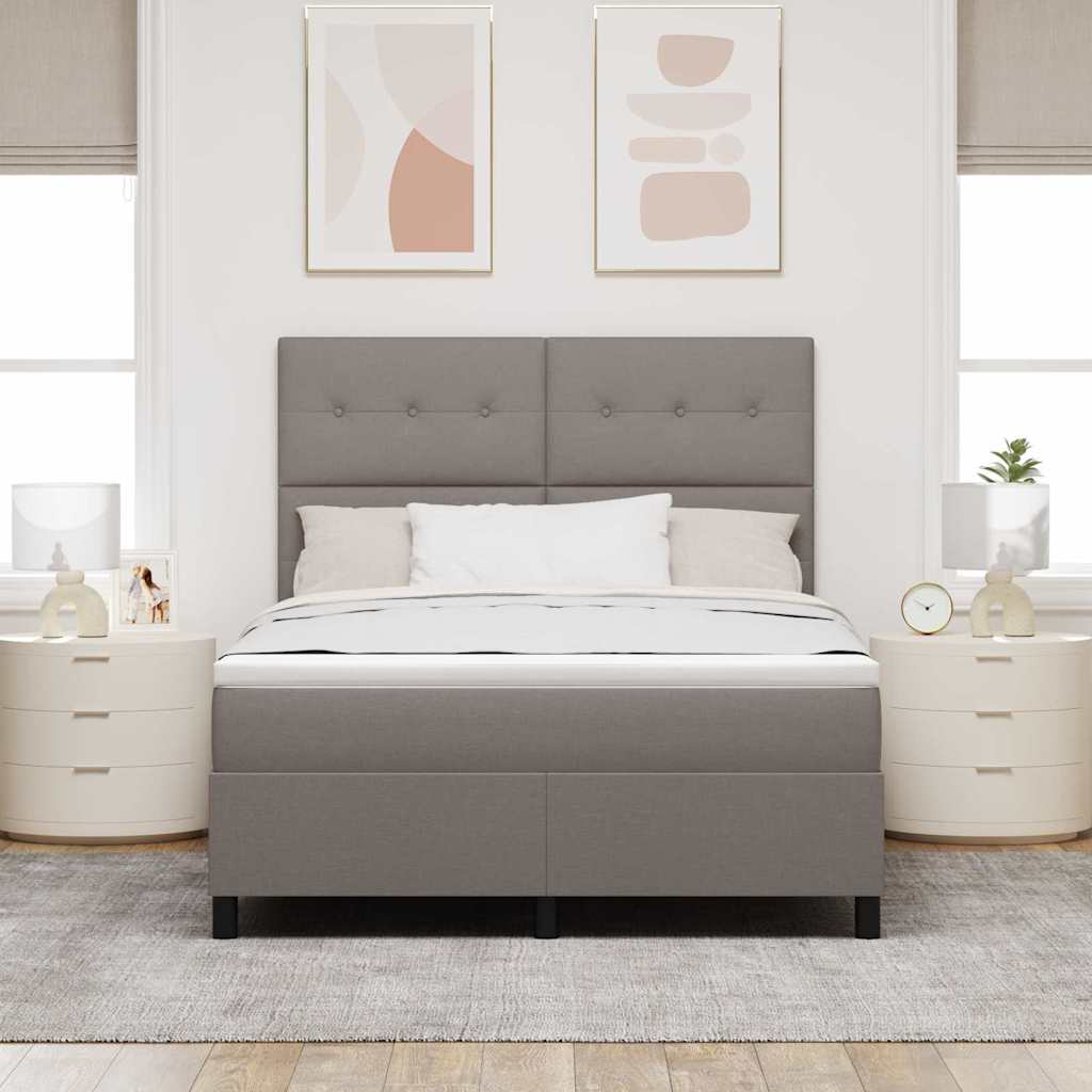 Box Spring Bed with Mattress Taupe 140 x 190 cm Fabric