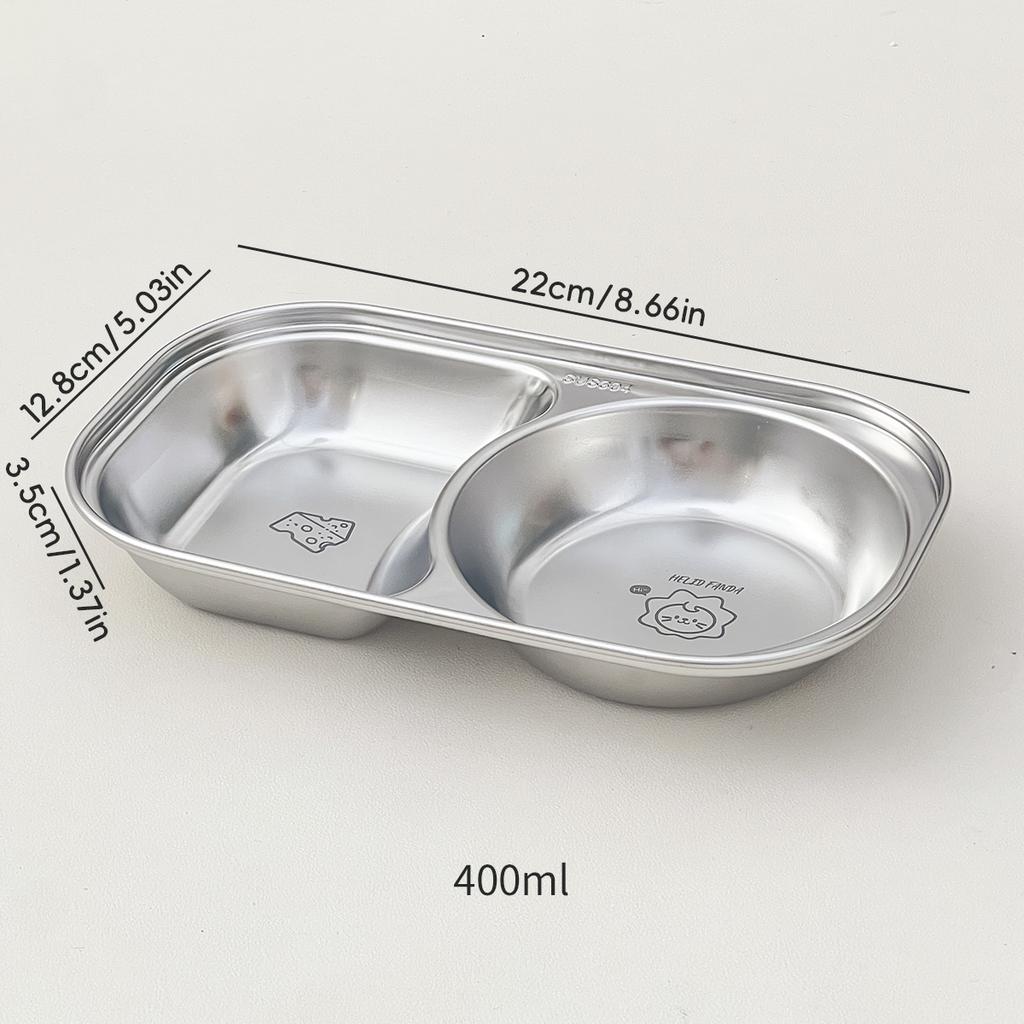 WORTHBUY 304 Stainless Steel Mini Divided Salad Plate Stackable Cute Kids Dinner Plate Snack Dessert Food Plate Dishes Tableware