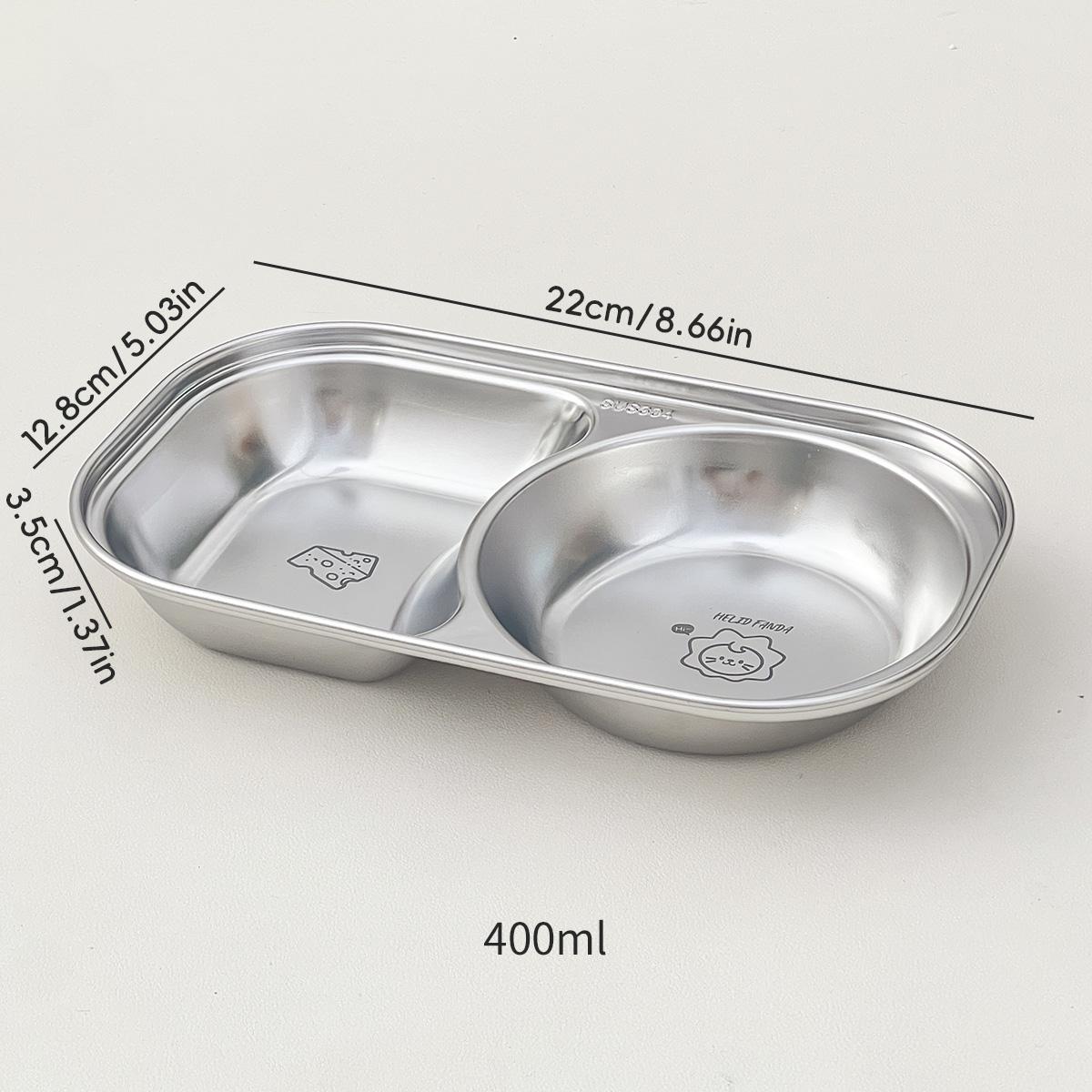 

2 секции Милая мини-обеденная тарелка для детей 304 нержавеющая сталь Разделенные обеденные блюда Тарелки для закусок, пирожных, десертов Кухонная посуда