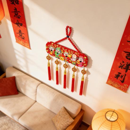 Chinesische Neujahrsdekoration 2026 Jahr des Pferdes Türschild Traditionelles Wandbehang-Ornament mit kleinen Glöckchen für das Frühlingsfest Zuhause Büro Geschäft